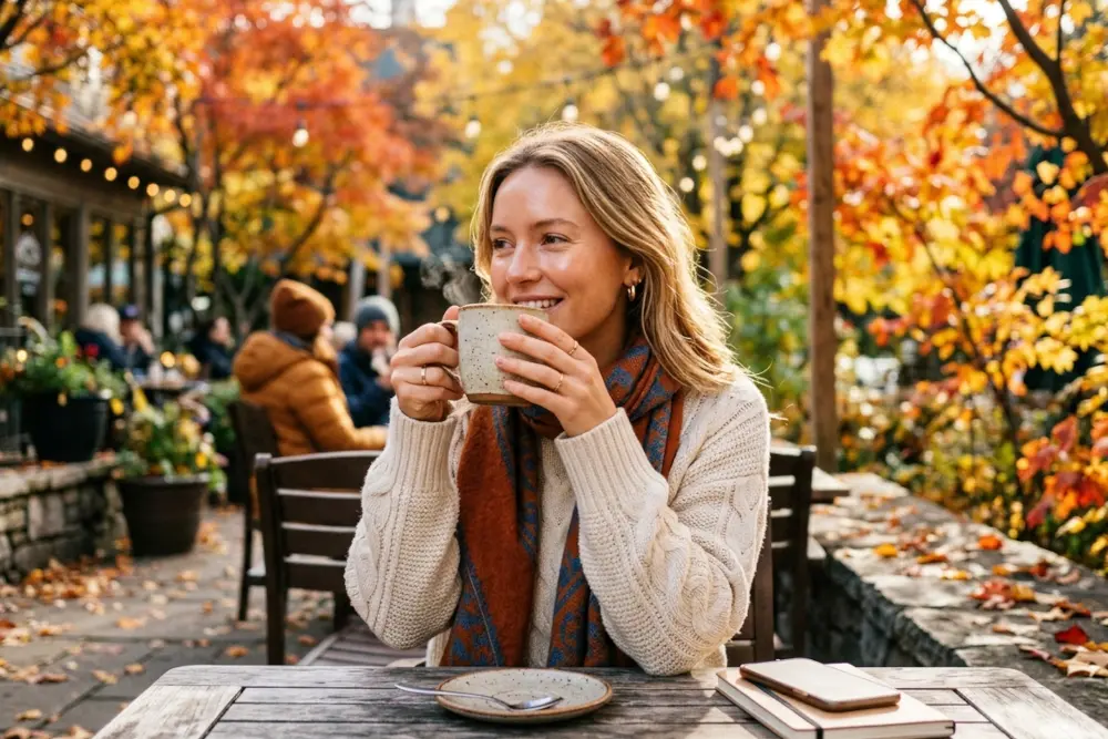 woman drinking a mug of tea